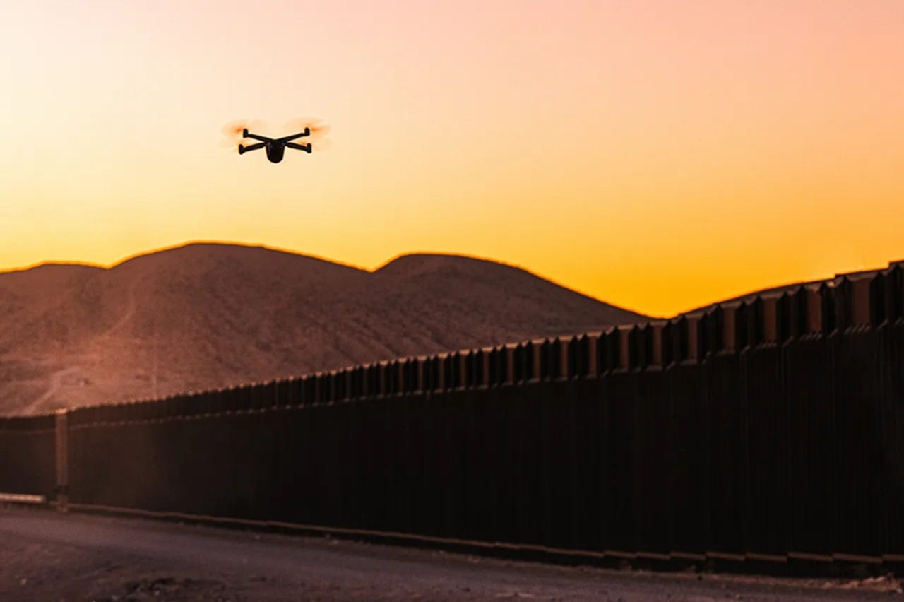 Drone flying over fence GettyImages 2161703081
